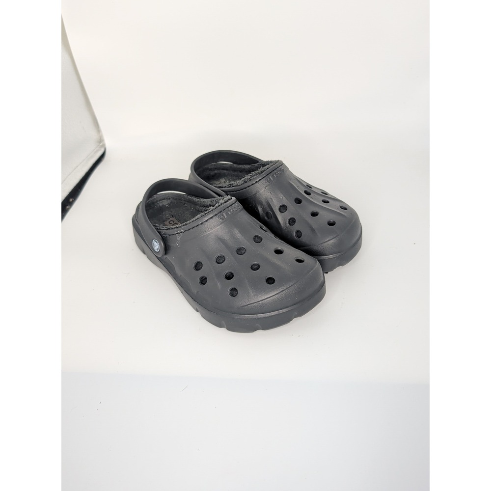 Crocs Classic Lined Clog Black Faux Fur Fuzzy Comfort Slip On Shoes M7 W9